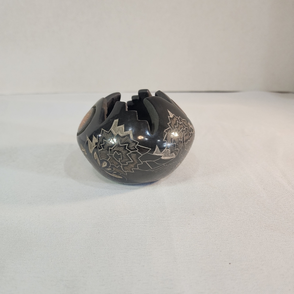 Santa Clara Sgraffito Blackware Pottery Jar by Eric Tafoya (Santa Clara Pueblo)